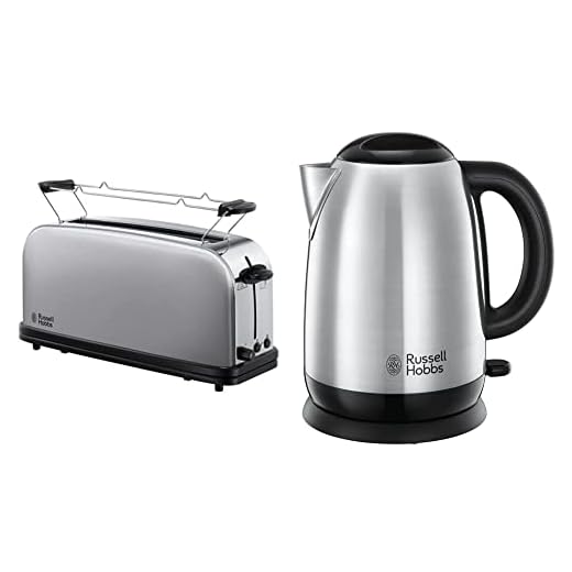 Russell Hobbs Adventure - Hervidor De Agua Eléctrico (2400 W, 1,7L, Acero Inoxidable, Gris) + 21396-56 Adventure - Tostadora, Ranura Larga Y Ancha, Para 2 Rebanadas, Acero Inoxidable
