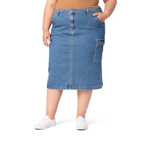 Levi Strauss Signature Gold Women's Everyday Cargo Midi Skirt Mid-Rise Stretch Denim (Available in Plus), (New) Seams to Be, 8