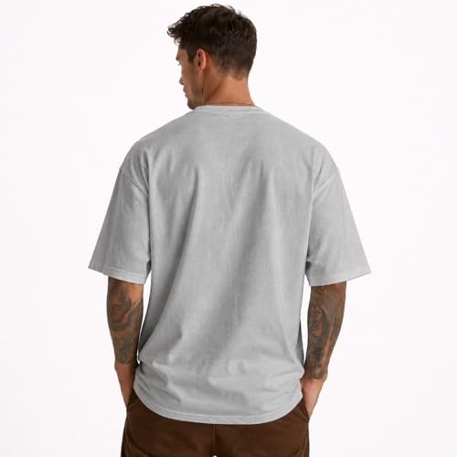 Image of Men's Oversized Round Neck Cotton T-Shirt for Men | Premium Soft Cotton Casual Loose Fit Half Sleeve Plain Tee Shirt
