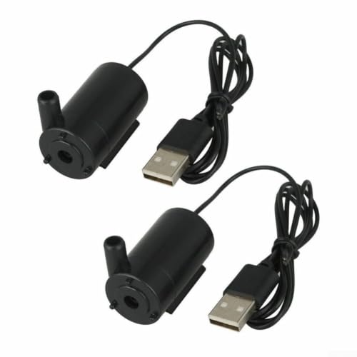 Paquete de 2 bombas sumergibles ultra silenciosas para acuario, peceras, fuente hidropónica, alimentación USB de 5 V (2 unidades)