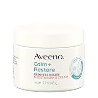 Aveeno Calm + Restore Redness Relief Moisturizing Cream, Daily Facial Cream for Sensitive Skin Instantly Calms & Soothes the Appearance of Redness, Fragrance-Free & Hypoallergenic, 1.7 oz