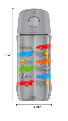THERMOS FUNTAINER 16 Ounce Stainless Steel Vacuum Insulated Bottle with Wide Spout Lid, Off to the Races