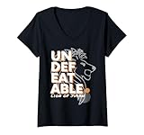 Damen Undefeatable, unbesiegbarer Löwe Judas Lässig Inspirierendes T-Shirt mit V-Ausschnitt