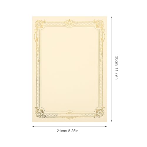 KICHOUSE 20 arkuszy papieru na certyfikat ukończenia szkoły – pusta złota folia w obramowaniu – 11,81 x 8,27 cala do dyplomów, certyfikatów, nagród za udział – papier kartonowy (złoty)