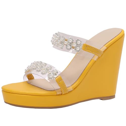 XINXINIO Sandali da donna con zeppa estivi, con punta aperta,