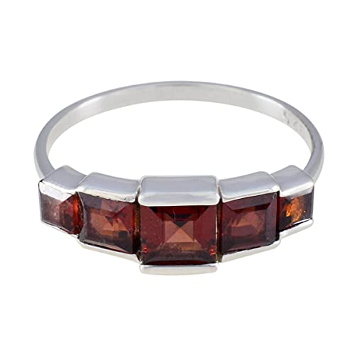 Bague en grenat véritable argent sterling 925 anneau mixte moderne