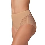 Leonisa High Waisted Invisible Tummy Control Shapewear for Women - Stripe Lace Ladies Underwear Panties
