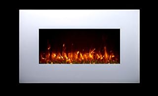 2023 NEW PREMIUM PRODUCT TruFlame 36inch White Wall Mounted Electric Fire with 10 colour Flames (Pebbles, Logs and Crystals)!