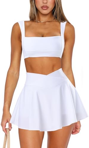 OZICERD Two Piece Tennis Skirt Sets for Women 2 Piece Mini Skirt ...