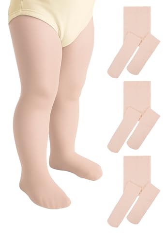 3 Pairs Toddler Ballet Tights for Girls - Girls Dance Tights Ultra Stretchy Soft Footed Tight for Daily Uniform Halloween