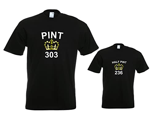Pair of Pint & Half-Pint Father & Son t shirts Gift for Dad - Fathers Day - Xmas