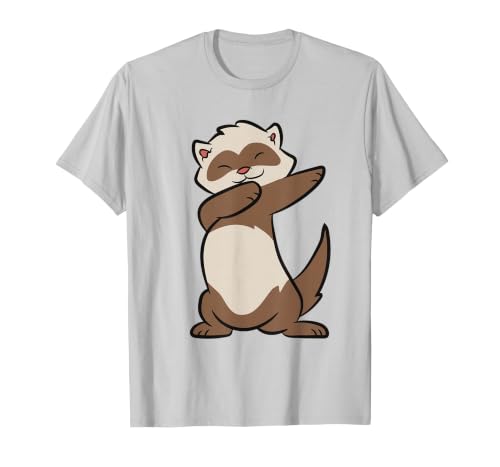 Dancing Ferret Cute Dabbing Ferret T-Shirt, Men, Silver Grey, Medium