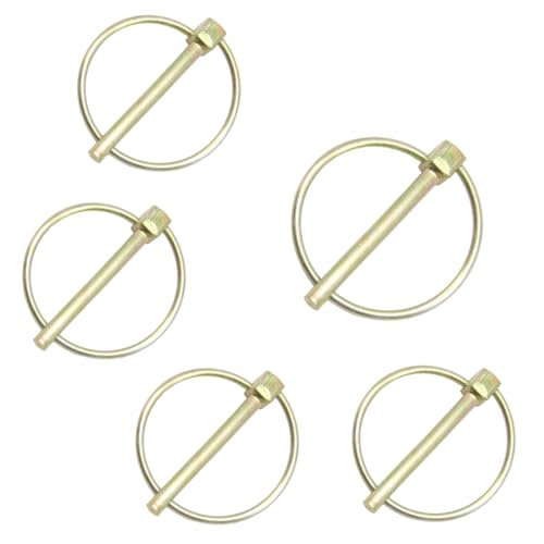 Hocansen Pack of 5 Round Folding Cotter Pins 0.5 x 4.5 cm Folding Pins with Ring Pipe Folding Pins Assortment Bolts for Lawn, Gardening, Agriculture (5 x 45 mm/OX)