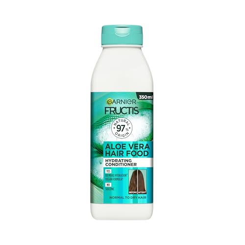 Garnier Fructis Hair Food Hydrating Aloe Vera Conditioner, Deeply Moisturizing for Dry, Dehydrated Hair - Vegan, 98% Natural Origin, Silicone-Free, Detangles and Restores Natural Softness, 350ml