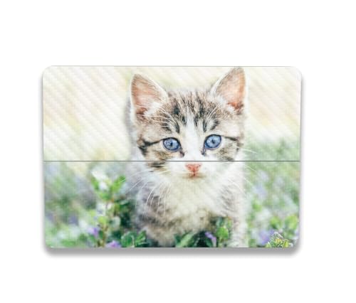 Image of MightySkins Carbon Fiber Skin Compatible with Microsoft Surface Laptop Studio 2 (2023) Full Wrap Kit - Blue Eyed Kitten | Protective, Durable Textured Carbon Fiber Finish | Made in The USA