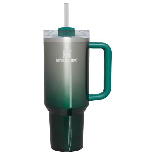 STANLEY Copo Quencher H2.0 FlowState de aço inoxidável isolado a vácuo com tampa e canudo para água, chá gelado ou café (gradiente de pinheiro, 1,134 g)