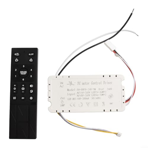 URPIZY Ventilatore da soffitto con luce, telecomando, dimmerabile, controller, driver, accessorio, 6 velocità, controllo di frequenza, indicatore della batteria, funzione di reset, AC 110 V-265 V