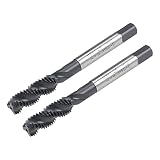 uxcell M8 x 1.25 Spiral Flute Thread Tap, Metric Machine Threading Tap HSS Nitriding Coated, Round Shank with...