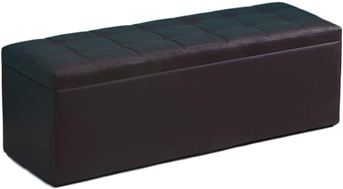 Banco Otomano Almacenamiento Piel Sintética Con Asiento Acolchado Espuma Viscoelástica Cajas Almacenamiento Otomanas Plegables Grandes Con Capacidad For Hasta 400 Kg Reposapiés For Baúl Juguetes(Brown