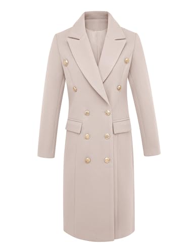 IDEALSANXUN Long Wool Coats for Women Fall Winter Trench Coat Double Breasted Dressy Jackets3
