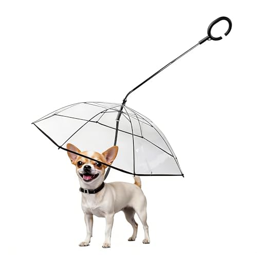 Namsan Pet Umbrella for Small Dogs, Clear Dog Walking Umbrella with Adjustable Leash, Self-Assembly Puppy Rain Snow Umbrella, Waterproof