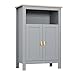 kleankin Armario de Baño para Almacenamiento Armario de Suelo con 2 Puertas y Estantes Interiores Ajustables para Cocina Dormitorio Salón 59x30x85 cm Gris