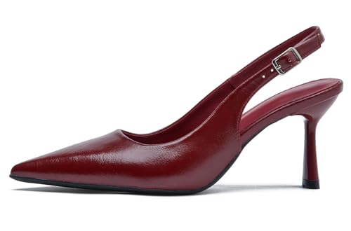 DADAWEN Women's Slingback Kitten Heels Closed Pointed Toe Elegant Dressy Heels Wedding Bride Prom Party Sexy Dress Pumps Shoes4
