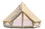 DANCHEL OUTDOOR 4-Season Waterproof Yurt Cotton Canvas 3M Bell Tent Family Glamping 10ft Khaki