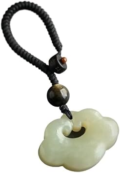 Car Keychain Hetian Jade Car Keychain Pendant Peace and Good Luck Men and Women Practical Gift Backpack Jewelry Pendant Key Rings