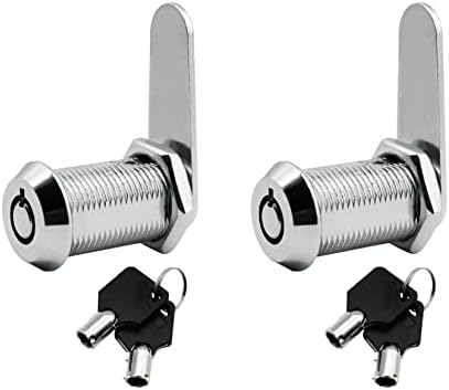 2 Pack 1-1/8" Tubular Cam Locks, 90° Cabinet Locks for RV Storage Door/Tool Box Locks/Drawers, Mailbox Locks Keyed Alike/Different Optional, Zinc Alloy Desk Locks for File Cabinet Drawer