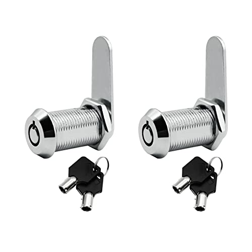 2 Pack 1-1/8" Tubular Cam Locks, 90° Cabinet Locks For Rv Storage Door/Tool Box Locks/Drawers, Mailbox Locks Keyed Alike/Different Optional, Zinc Alloy Desk Locks For File Cabinet Drawer #TOP19