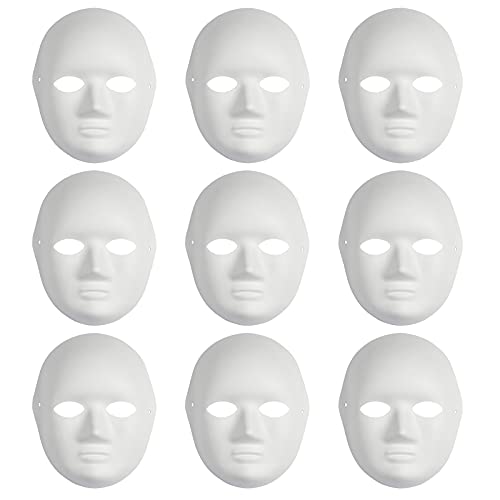 Yookat 9 Pieces DIY Full Face Masks Paper Mache Art Masks White Craft Masks Paintable Paper Mask Mardi Gras Masquerade Masks