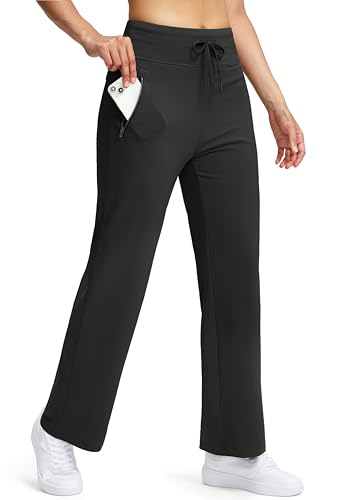 Soothfeel Women's Fleece Lined Pants 29' High Waisted Zipper Pockets Winter Warm Thermal Sweatpants...