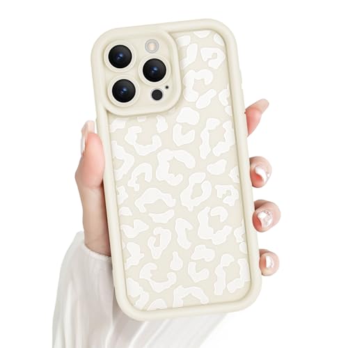 Étui de protection iPhone 15 Pro Max antichoc avec motif léopard blanc en TPU