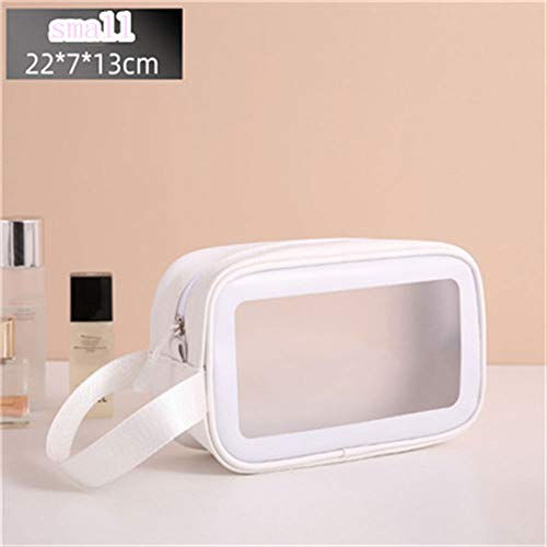 JINGYAN Bolsas de Aseo Bolsa de cosméticos PVC Transparente Lavado Gran Capacidad Artículos tocador a Prueba Agua Organizar Mujeres Maquillaje Bolsas Almacenamiento portátil(White2)