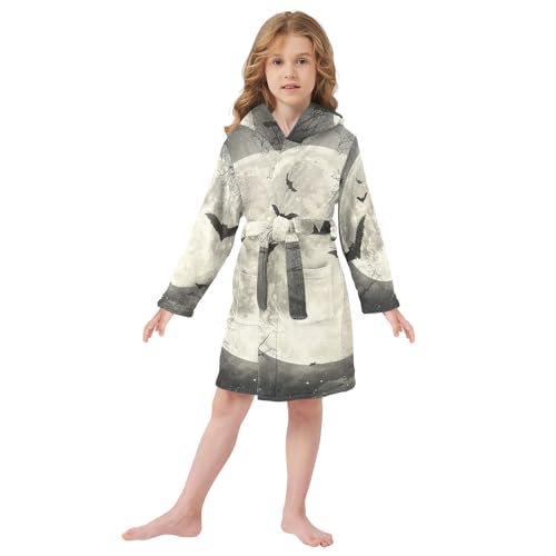 GuoChe Bat Moon Night Halloween Scene Kids Girl Robe Hooded Robe For Kids2