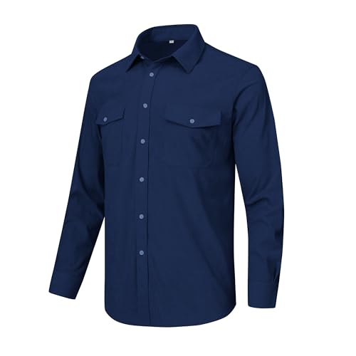 MoFiz Men's Corduroy Shirts Casual Lightweight Jacket Long Sleeve Button Down Shacket Jackets with Pocket