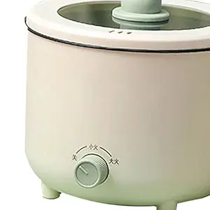 Noodle Cooker, Easy to Clean Small Electric Cooker with Knob Temperature Control for Household (Green White Single Layer)