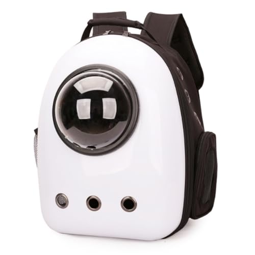 Dtnw 犬キャリーバッグ 犬リュック 猫キャリー リュック 宇宙船 カプセル 軽量 小型犬用 ドライブ キャンピング 旅行 通院 災害 避難用 サイドドア(灰色の円) (白 黒)