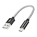 Xillie USB 2.0 A Male to Micro USB Triple Shielded Wired Cable,Short Micro USB cable for Fire Stick, Power Pack,0.5 Feet - Black