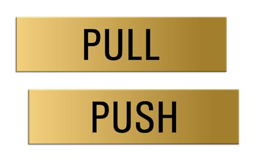 Image of Push Pull Signs Set of 2 aluminum gold 160x40 mm self-adhesive
