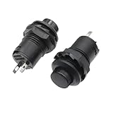 OOYIALET 1 Interruptor pulsador autoblocante Negro DS428 de 12 mm, Interruptor pulsador de Apagado y Encendido, 3 A/125 V CA, 1,5 A/250 V CA DS-428