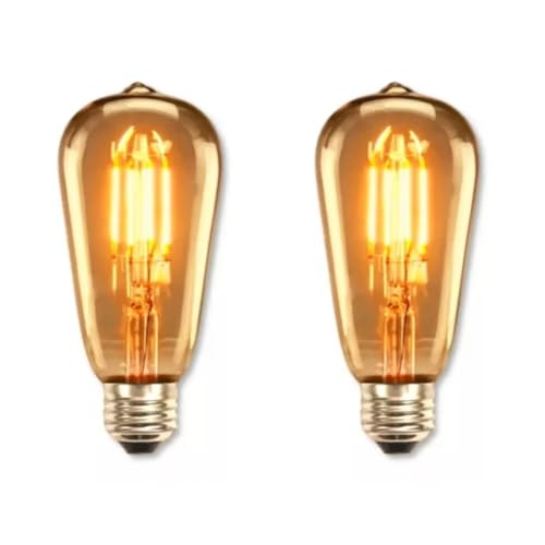 Kit 2 Lâmpadas Filamento LED Retrô Vintage Ambar ST64 Bivolt, Alto Padrão Great Home