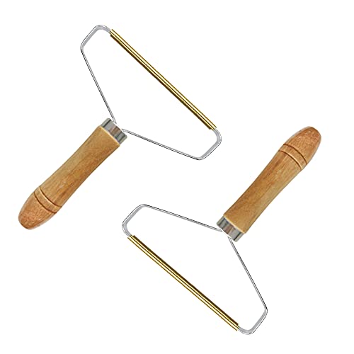 2 Pcs Portable Wood Uproot Lint Remover, Double Sided Fuzz Shaver Carpet Scraper, Lint Rollers Cleaner Pro Hairball Epilator Travel Brush for Removing Lint Pet Hair Dust from Clothes and Furniture