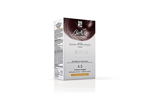 Bionike Shine On - Trattamento Colorante Capelli N.4.5 Castano Mogano, Kit Tinta per Cute Sensibile Senza Ammoniaca, Azione Nutriente e Protettiva, Dona un Colore Brillante, Copre i Capelli Bianchi