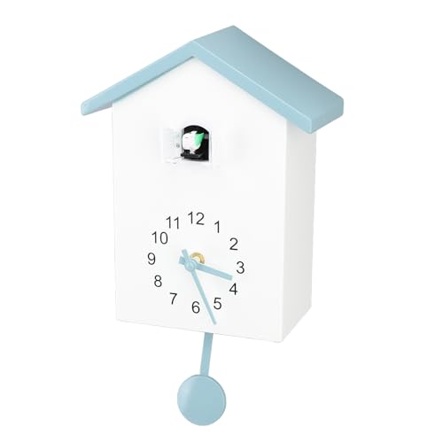 Modern Cuckoo Wall Clock,ABS Cuckoo Clock with Pendulum,Battery Powered Cuckoo