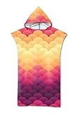 Bademantel Herren Damen,Ultraleichter Mikrofaser-Bademantel 3D Doppelseitig Goldener Fischschuppen-Druck Stilvoll Schnelltrocknende Strandkleidung Mit Kapuze Badetuch Für Erwachsene Gold Mit Lila