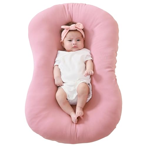 Image of FUNUPUP Baby Lounger Cover Only Rayon Derived from Bamboo, Pink | Removable Elastic, Soft Breathable, Easy On /Off Change, Machine Washable