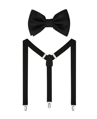 Haggar Mens Pre-Tied Bow Tie/Suspender Set Black One Size