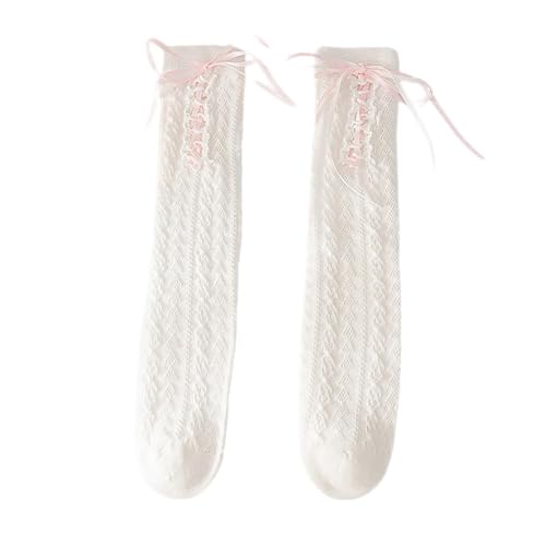 Muloo Bows Tie On Knee High Socks Kids Cotton Calf Socks Sweet Long Boot Socks Stockings Loose Socks Princesses Socks Gifts